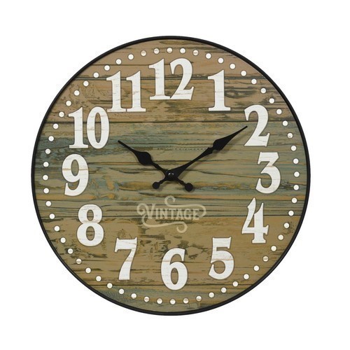 RELOJ PARED KUKEN EFECTO MADERA REDONDO 35CMS